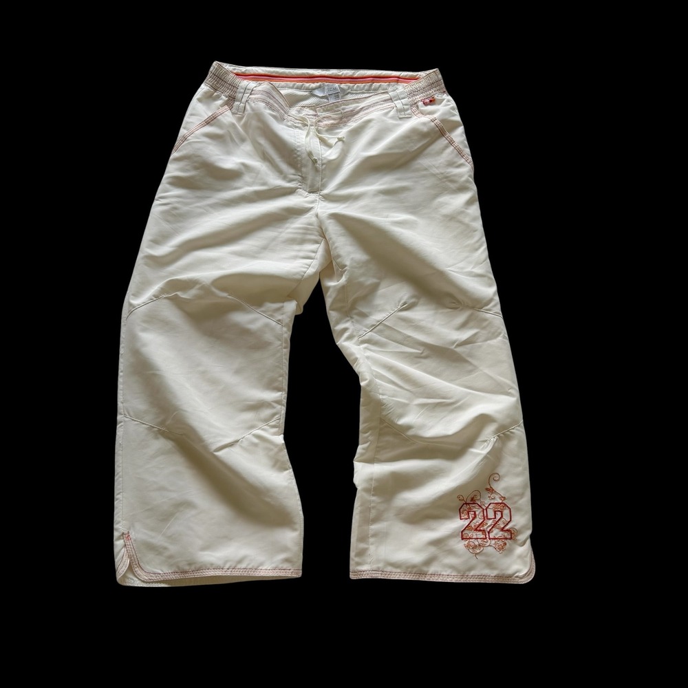 Y2K TCM Cream Capri Pants Pink Orange Stitching Floral 22 Varsity Size 10/12